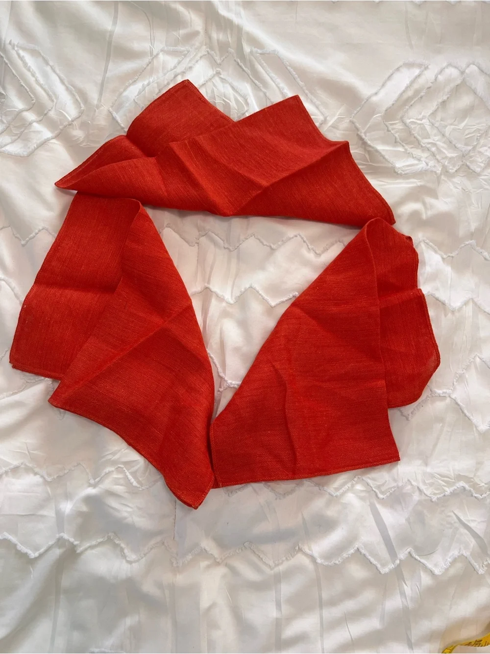 Bright Red Orange Linen Napkins - Set of 3 17x13 Rustic Farmhouse Table Decor
